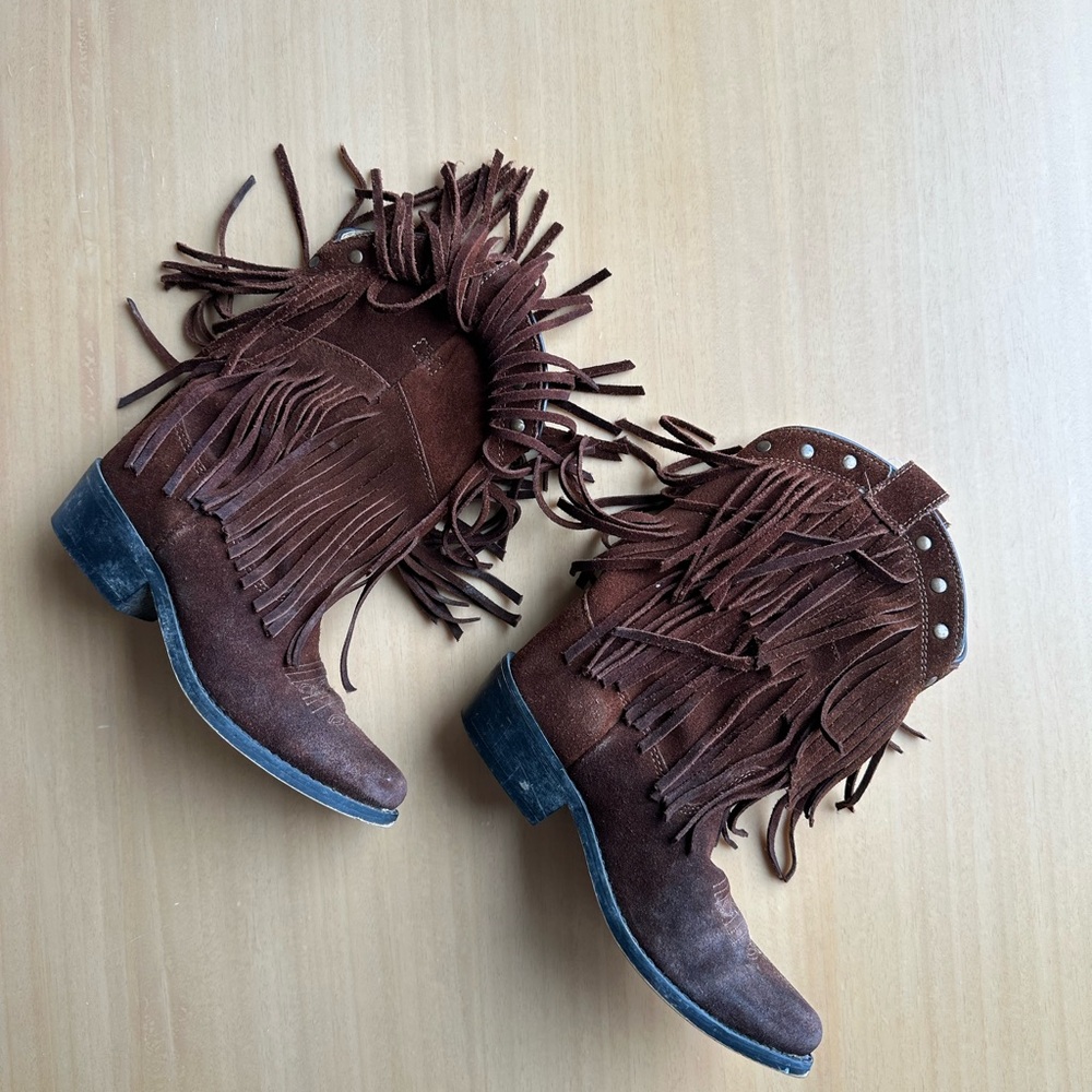 Shyanne girls Brown Fringe Western Boots 13